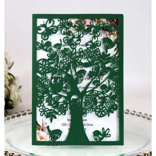 Bottle Green Laser Cut  Invitation Card Teachers' Day Graduation Card